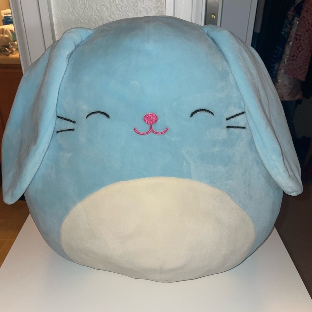 Squishmallow Bunny Blue Rabbit Stuffy Plush Pillow Stuffed Animal